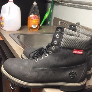 Black timberland work boots